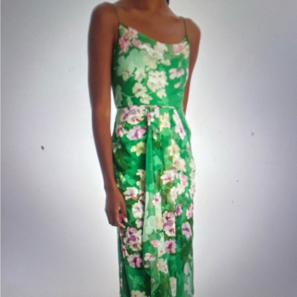 NWT Adrianna Papell green floral maxi/gown size 12